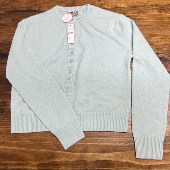 J. Crew Perfect Cashmere Cardigan in Sky Mint Blue Size Small - Picture 6 of 11